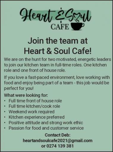 Join the team at Heart & Soul Cafe!