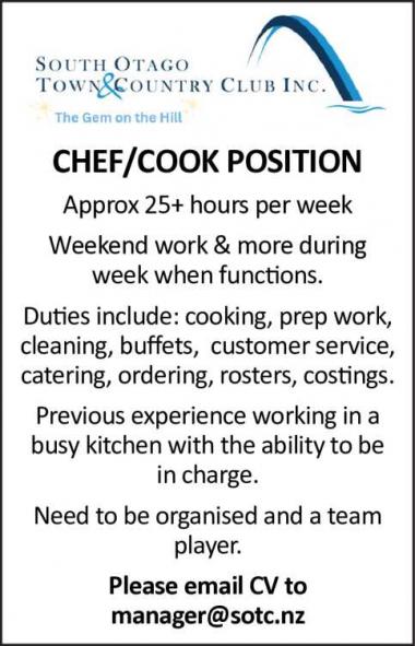 CHEF/COOK POSITION