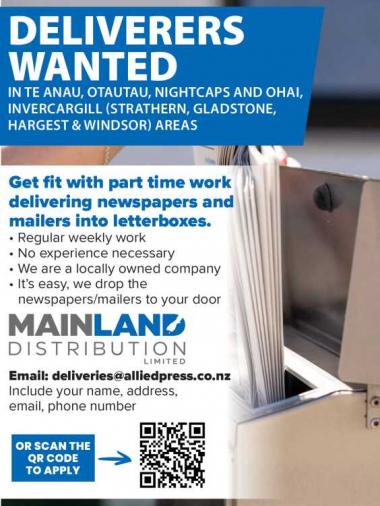 DELIVERERS WANTED