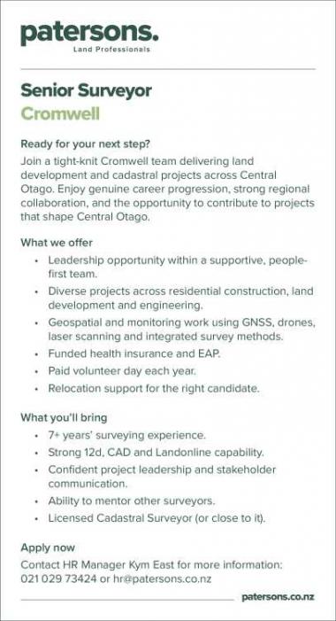 Senior Surveyor in Otago