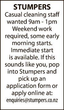 Casual cleaning staff wanted