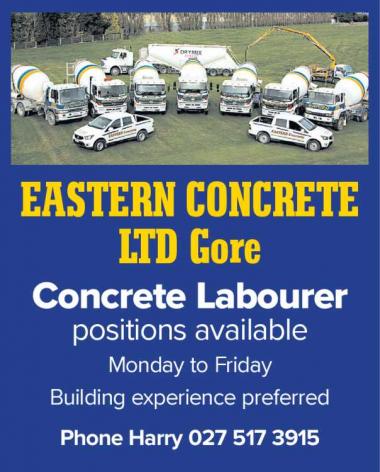 Concrete Labourer positions available