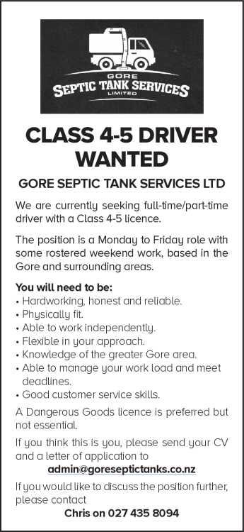 CLASS 4-5 DRIVER WANTED