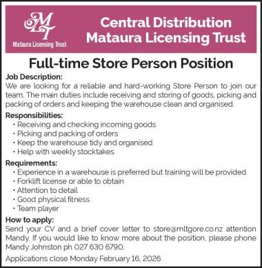Full-time Store Person Position