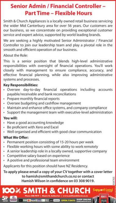 Senior Admin/Financial Controller –