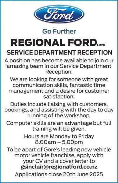SERVICE DEPARTMENT RECEPTION