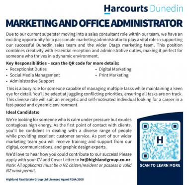 Marketing & Office Administrator in Otago