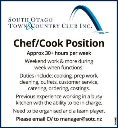 Chef/Cook Position in Otago