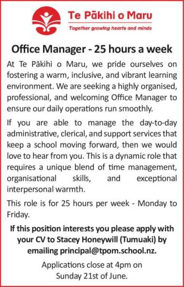 Office Manager - 25 hours a week
