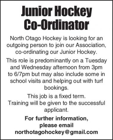Junior Hockey Co-Ordinator in Otago