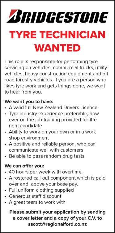 TYRE TECHNICIAN WANTED in Otago