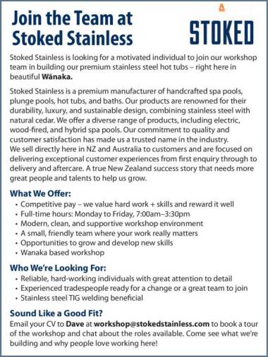 Join the Team at Stoked Stainless in Otago