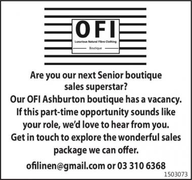 Are you our next Senior boutique sales superstar?
