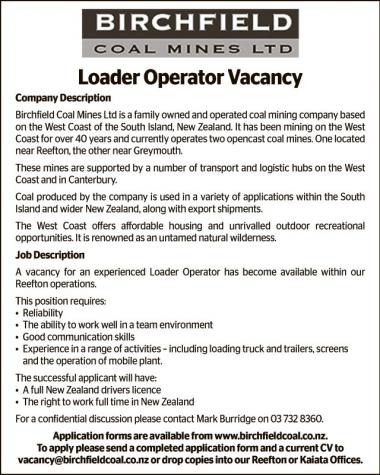 Loader Operator Vacancy