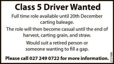 Class 5 Driver Wanted