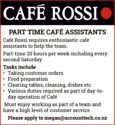 PART TIME CAFÉ ASSISTANTS