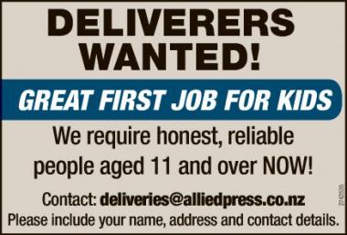 DELIVERERS WANTED!