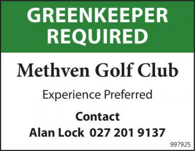 GREENKEEPER REQUIRED