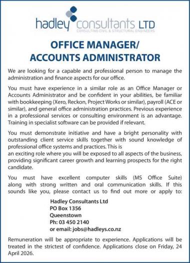 OFFICE MANAGER/ACCOUNTS ADMINISTRATOR