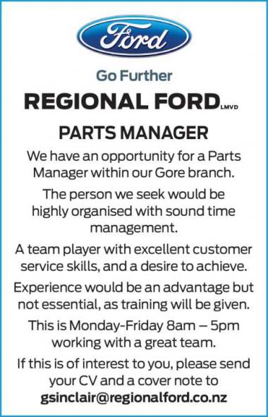 PARTS MANAGER