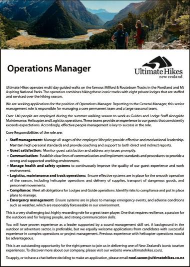 Operations Manager in Otago