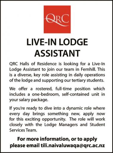 LIVE-IN LODGE ASSISTANT in Otago