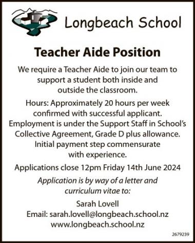 Teacher Aide Position in Otago