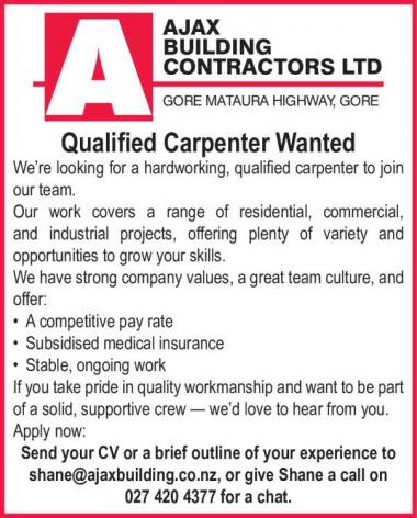 Qualified Carpenter Wanted in Southland