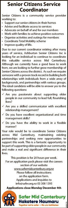 Senior Citizens Service Coordinator