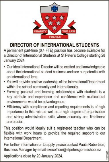 DIRECTOR OF INTERNATIONAL STUDENTS