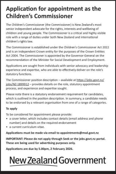 Application for appointment as the