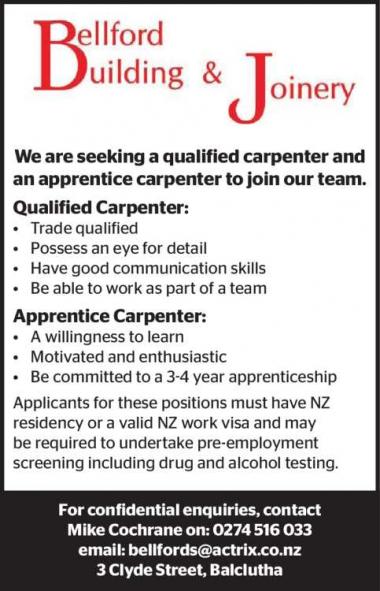 Qualified Carpenter and an Apprentice Carpenter