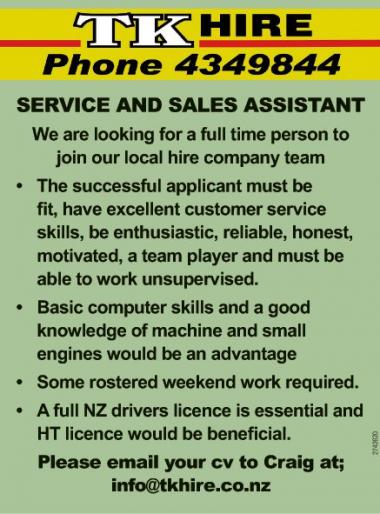 SERVICE AND SALES ASSISTANT