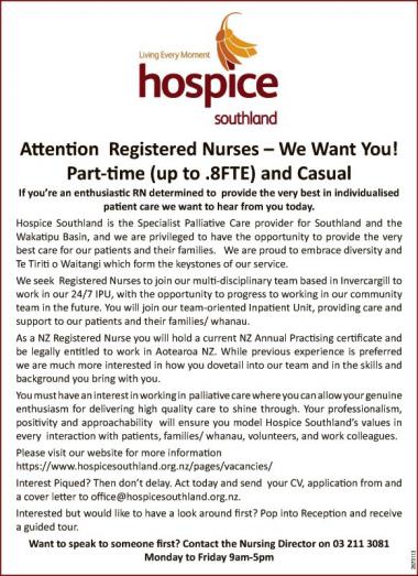 Attention Registered Nurses – We Want You! in Southland