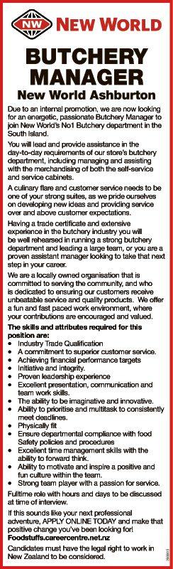 BUTCHERY MANAGER in Canterbury
