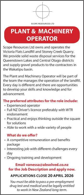 Plant & Machinery Operator