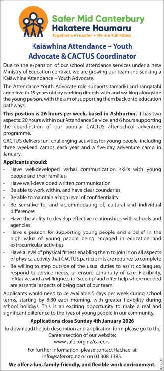 Kaiawhina Attendance – Youth Advocate &