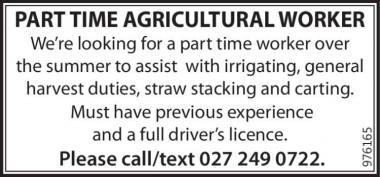 PART TIME AGRICULTURAL WORKER