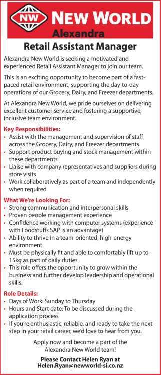 Retail Assistant Manager