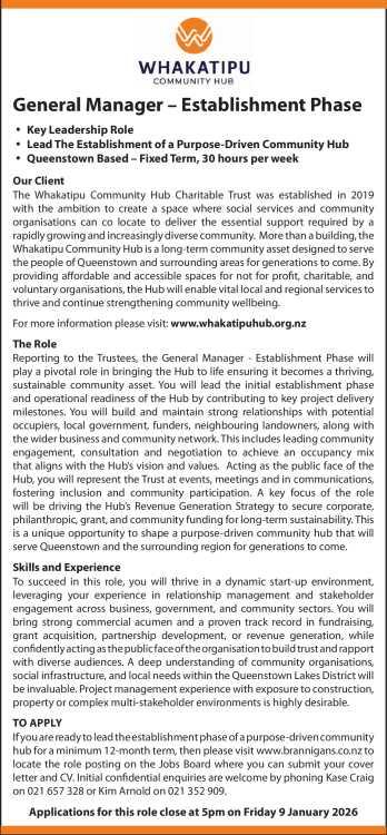 General Manager – Establishment Phase