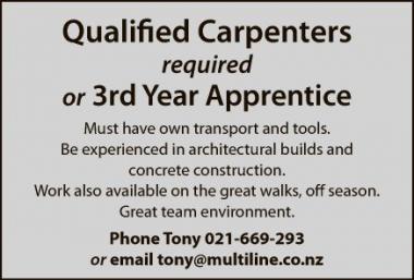 Qualified Carpenters required