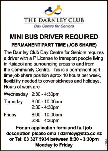 MINI BUS DRIVER REQUIRED