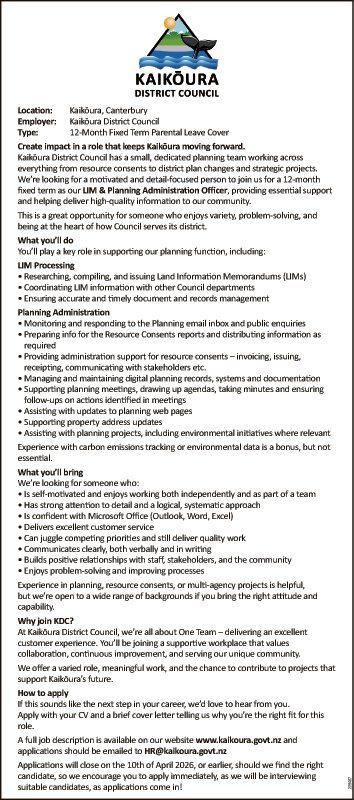 LIM & Planning Administration Officer