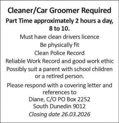 Cleaner/Car Groomer Required