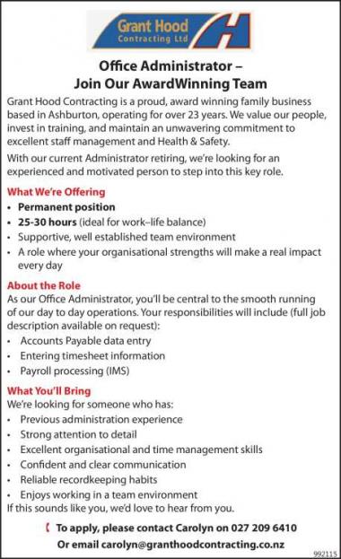 Office Administrator –