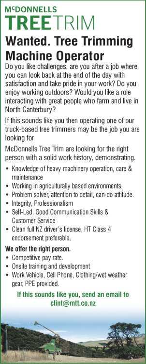 Wanted. Tree Trimming Machine Operator in Canterbury