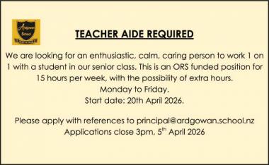 TEACHER AIDE REQUIRED