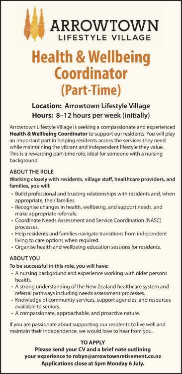 Health & Wellbeing  Coordinator