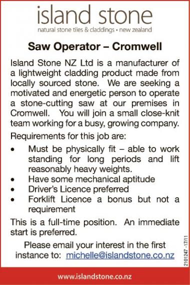 Saw Operator – Cromwell