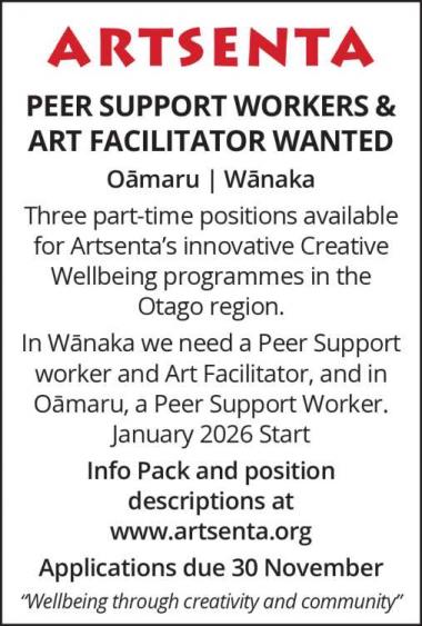 PEER SUPPORT WORKERS & ART FACILITATOR WANTED